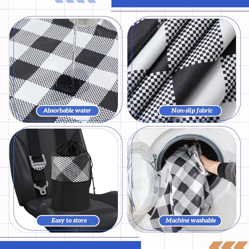 Image of Hahafelt 2 Pack Car Seat Towel Cover with Storage Bag, Retro Plaid | 63 x 32 in Car Towel Seat Cover Non Slip Waterproof, Gym Workout Swimming Running, Machine Washable Sweat Absorbent Protector