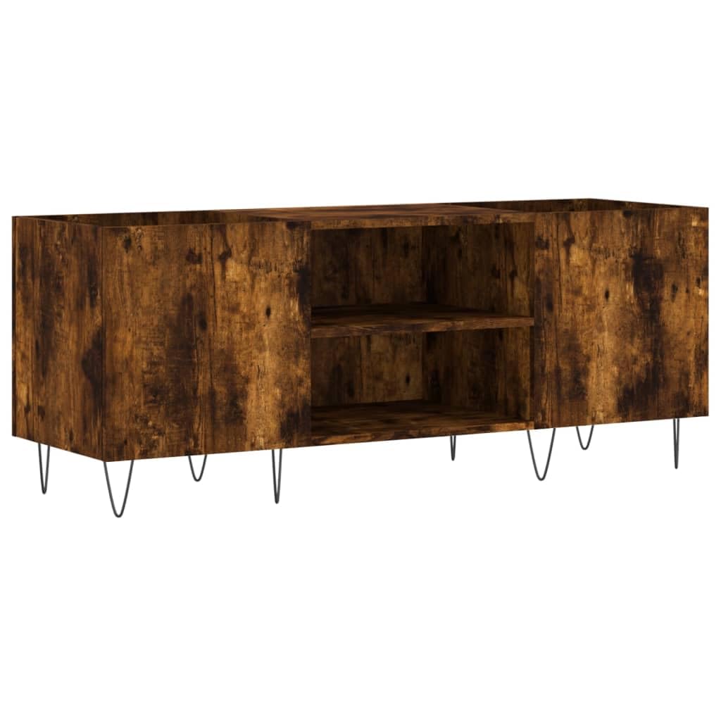ADWOA Mobile Porta Dischi Rovere Fumo 121x38x48 cm Legno Multistrato,Supporto per Giradischi,Supporto per Giradischi in Legno, Supporto per Giradischi con Spazio di archiviazione