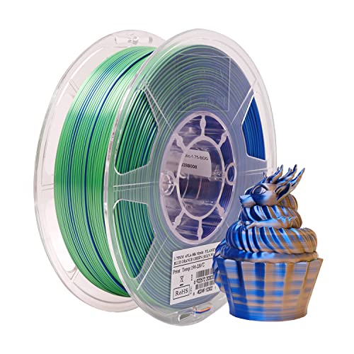 Image of eSUN Silk Mystic PLA Filament 1.75mm, Shiny Silk Three Color Co Extrusion 3D Printer Filament, 1KG (2.2 LBS) Spool 3D Printing Color Change Filament for 3D Printers,Blue Orange Green