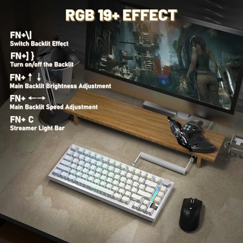 Clavier mécanique sans fil interchangeable à chaud avec batterie 4000mAh et écran TFT intégré - 7