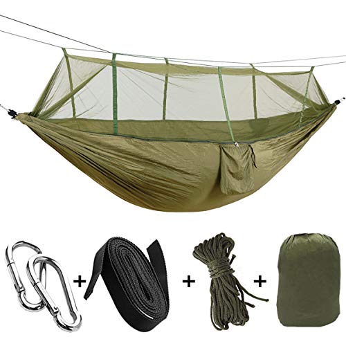 OhhGo Cama de Hamaca Colgante de Camping Al Aire Libre Portátil con Mosquitera para Dos Personas