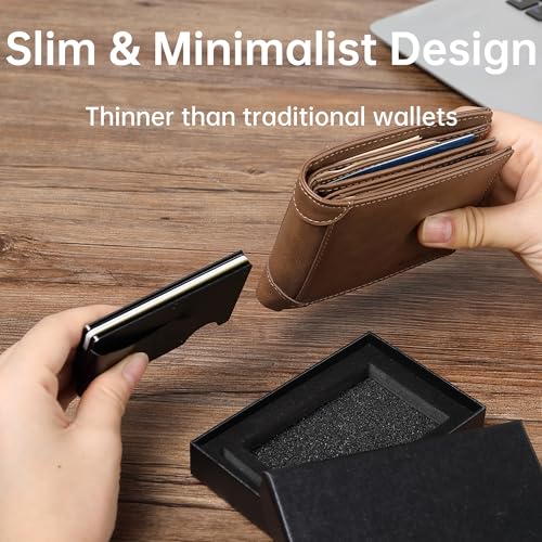 Carbon Fiber Minimalist Wallet for Men Credit Card Holder Money Clip & Cash Strap Slim RFID Mens Wallets(Carbon Fiber)3