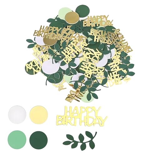 200pcs Confettis Anniversaire, Verts et Dorés Confettis de Table D'anniversaire Décorations de Table Serpentins Paillettes métalliques pour Femme Homme...