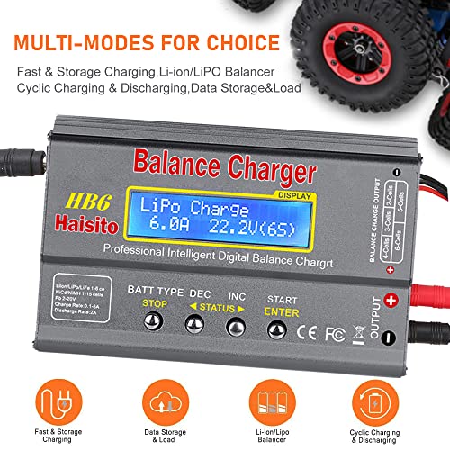 Lipo Battery Charger Discharger With Balance, 80W 6A Rc Battery Charger For 1S-6S Lipo/Li-Fe/Li-Ion 1S-15S Nimh/Nicd Batteries #TOP2