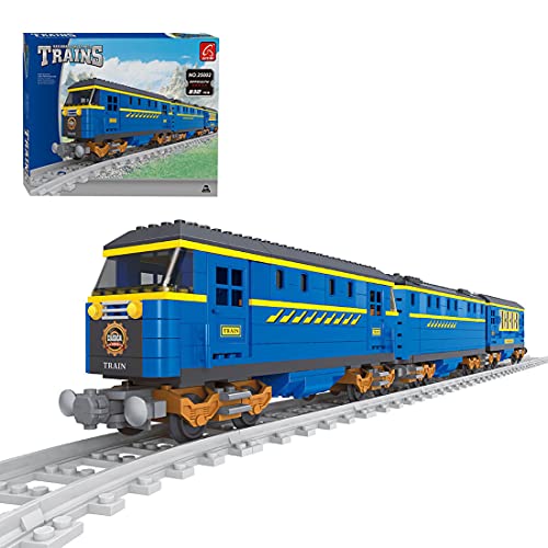VPPI Technik Zug Eisenbahn Bausatz, City Personenzug Bausteine Modell mit Schienen, 832 Teile City Güterzug…