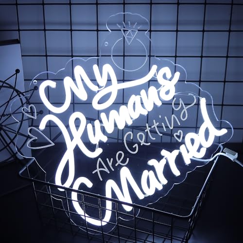 Image of My Humans are Getting Married Neon Sign Modern Style Wall Decor for Wedding Bedroom Corridor Engagement Party Bridal Shower Gifts12.76 x 12.2 Inches-USB Powered-Acrylic