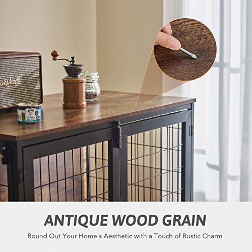 CO-Z-37-Inch-Furniture-Dog-Crate-with-Wheels-110-lb-Pet-Puppy-Dogs-Indoor-Furniture-Style-Wooden-Kennel-Heavy-Duty-Pet-Cage-House-for-Small-Medium-Large-Dogs-Triple-Door-Side-End-Table-Dog-House