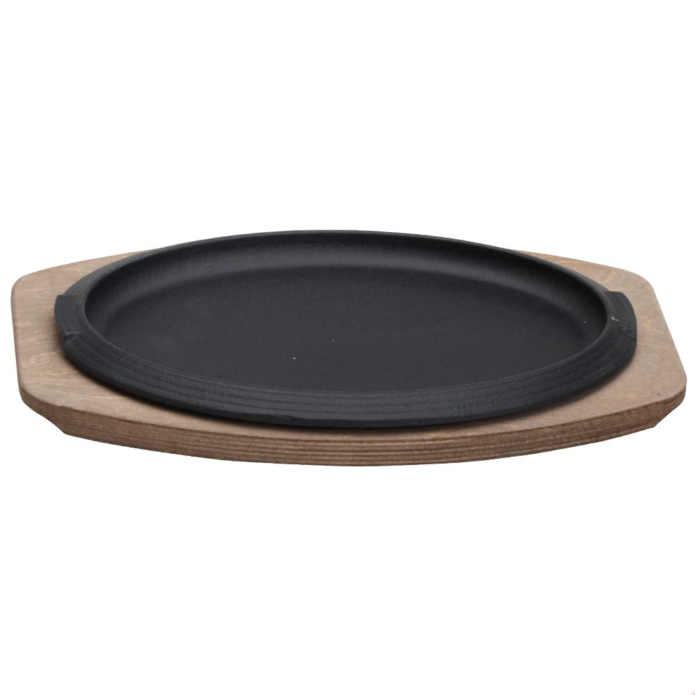 ILSA Piatto da Portata in Ghisa, Vassoio in Legno, Ovale, 32x22 cm