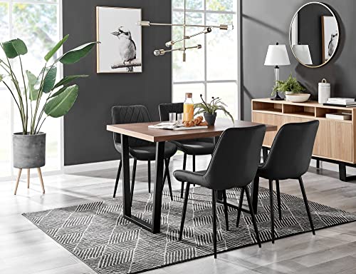 Furniturebox UK Kylo Brown Wood Effect Dining Table & 4 Black Pesaro Black Leg Chairs