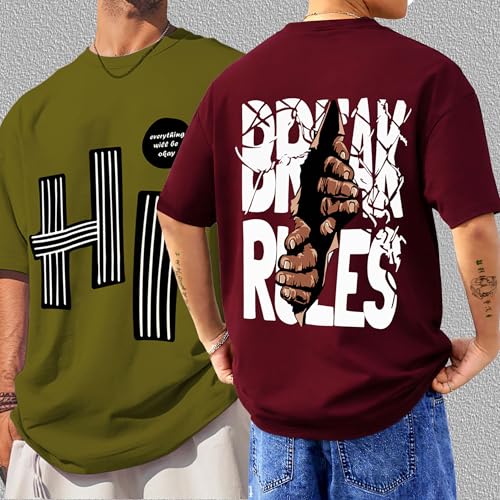 Image of AUSK Oversized T-Shirts || Printed Loose Fit Half Sleeve Tshirt for Mens