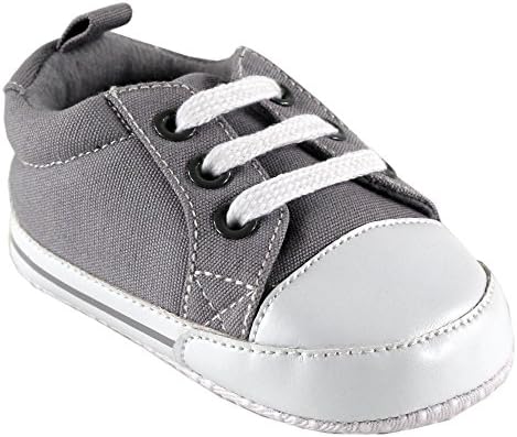 Luvable Friends Unisex Baby Crib Shoes, Gray Canvas, 12-18 Months
