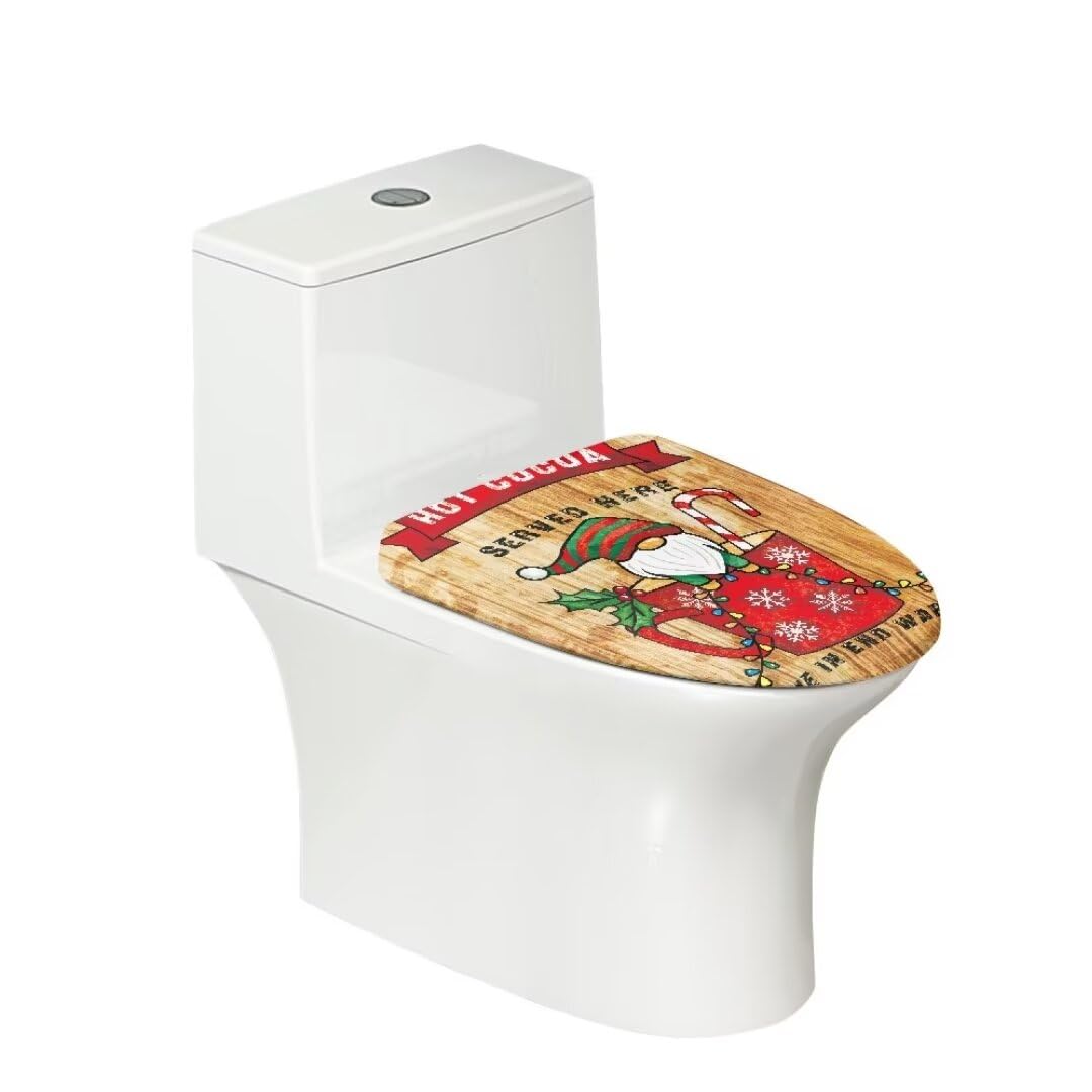 ORGYPET Christmas Crutches Toilet Lid Cover Toilet Seat Cover for Bathroom Elastic Retractable Toilet Cover for Many Shapes of Toilets Suitable for Most Toilets
