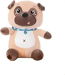 Pelúcia Cachorro Pug 30cm com Lenço no Pescoço Antialérgico Presente