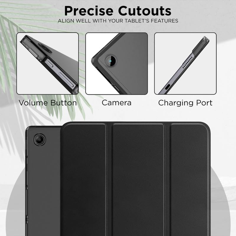 Robustrion Cover for Samsung Galaxy Tab A9 Cover Case 8.7 inch, Flip Stand Cover Case for Samsung Galaxy Tab A9 Tablet Cover [SM-X110/X115/X117] with Transparent Back - Black