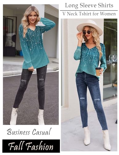 Zeagoo Womens Long Sleeve T Shirts V Neck Soft Basic Tee Loose Fit Casual Tops Fall Fashion4
