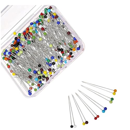 Alfileres de costura, paquete de 500 unidades, 38 mm de largo, para costura, rojo, negro, blanco, multicolor, con extremos afilados, no se doblan ni oxidan fácilmente, alfileres multicolores, ideales