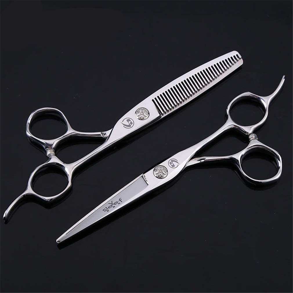 Barber Coupe De Cheveux Ciseaux Set 6 Pouces, Salon De Coiffure Ciseaux 440C Ciseaux Droits en Acier Inoxydable Et Ciseaux Dents, pour Les Enfants, Les Femmes Et Les Hommes (Lumière Et Sharp)