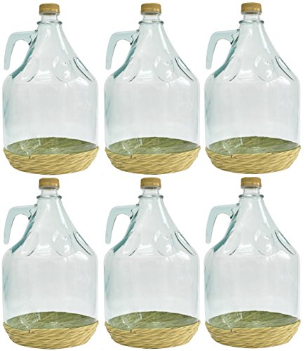 BDO5Z Set di 6 damigiane di vetro in stile italiano, 5 l