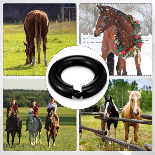 Image of Outus 2 Pcs Rubber Fetlock Ring with Nylon Closure Horses Fetlock Protection Boots for Riding Turnout Horse Black Protection Boots for Wound Management Laminitis Abscess Treatment