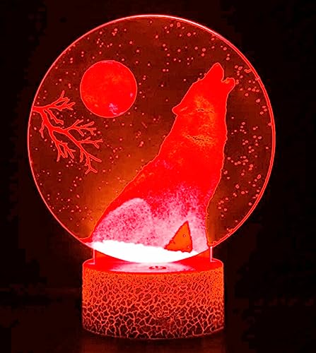 Lámpara ilusión noche lobo 3D multicolor 16 cambios miniatura 4