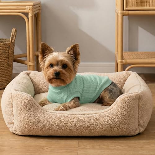 Image of 3 Pack Dog Shirt for Small Supplies Functional Waffle Dog Clothes Warm Soft Sweatshirt Outfit for Dogs Cats Pet Apparel