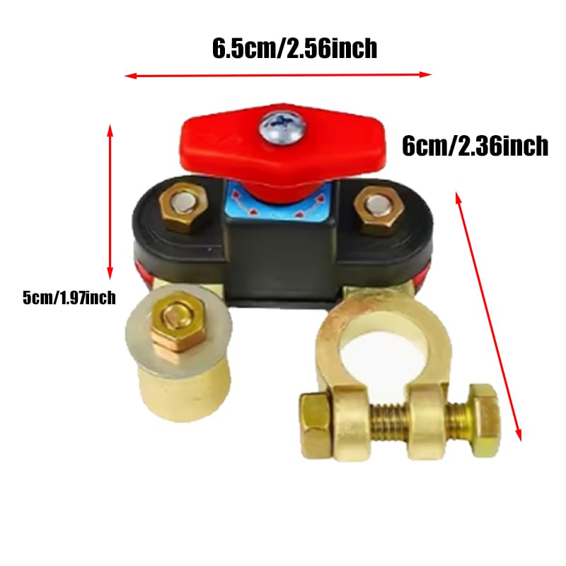 12V/24V Car Battery Power Off Switch, Brass Battery Isolator Cut Off Switch, for Car, RV, Truck, Boat, Prevent Battery Drained (1 Pack)