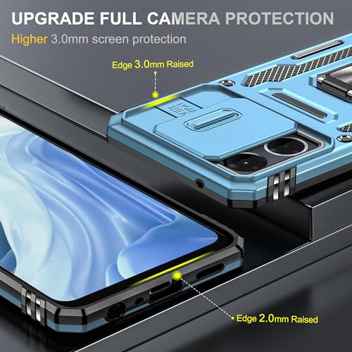 Image of Slide Camera Cover with Ring Holder Mobile Phone Case Cover for Oppo Reno 7 / Reno 7 4G (Blue)