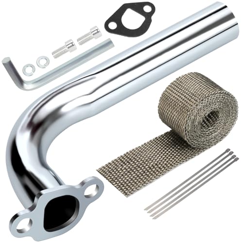 YOXUFA Exhaust Header Pipe Replacement for Predator 212 224cc 196cc 6.5hp Engine Coleman CT200U CT200U-EX BT200X KT196 Baja Warrior MB200 Axis M200 Mini Bike Go kart Parts with Heat Shield Tape