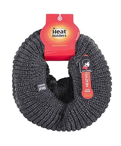 Heat Holders - Mens Thick Winter Fleece Lined Large Chunky Knitted Neck Warmer (Charcoal (Larvic), One Size)