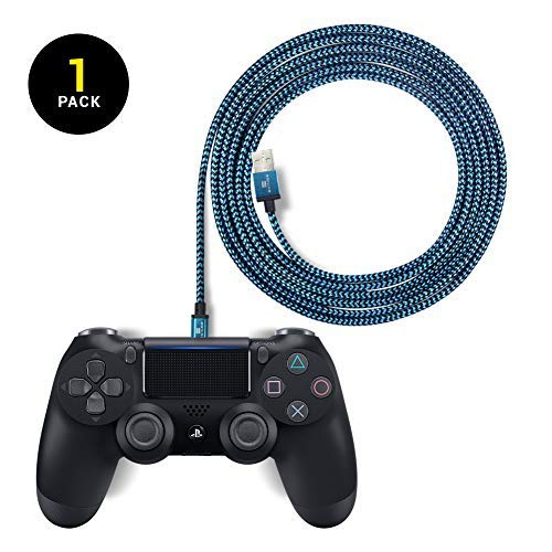 EXINOZ 6.6ft Braided Charger Cable for PS4 DualShock and Xbox One Controller Ideal