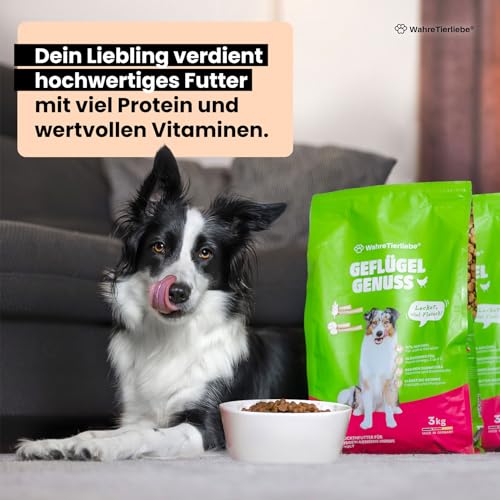 WAHRE TIERLIEBE - Geflügel Genuss - Premium Hundefutter Trocken, Made in Germany I Trockenfutter für Hunde, Getreidefrei & ohne Zuckerzusatz, Perfekt für Muskelaufbau & EIN Gesundes Fell