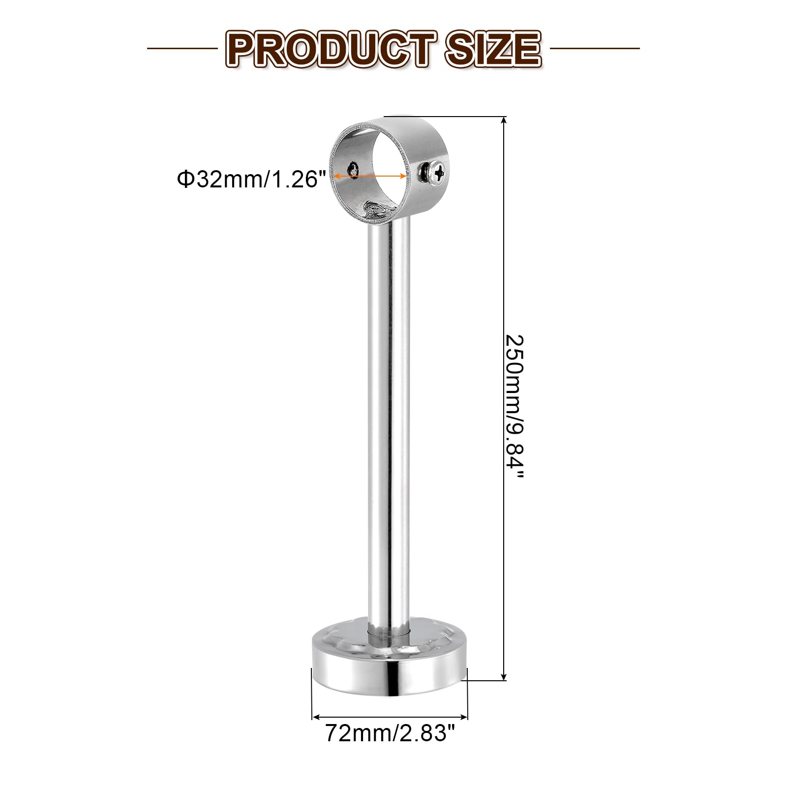 QUARKZMAN 4 Set Support Tringle à Rideaux pour Tuyau 32mm, Longueur 250mm