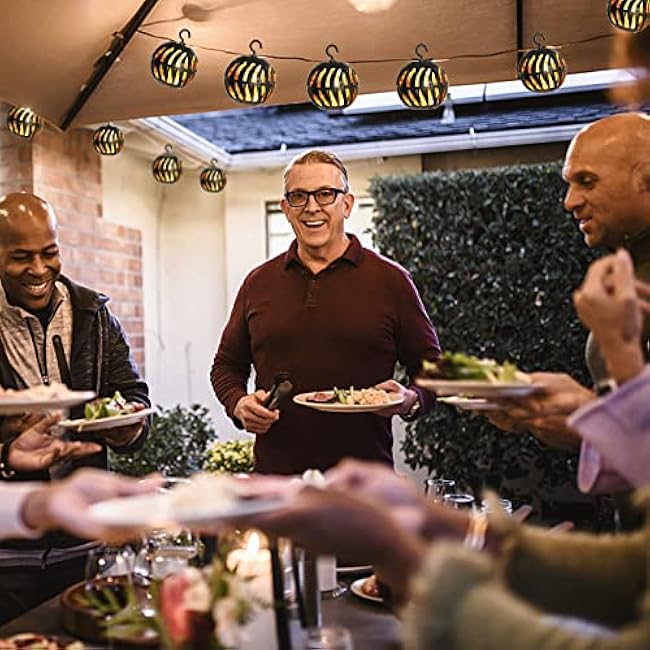 Outdoor Solar Flickering Flame String Lights - 10 Globe Waterproof Decorative Hanging Patio Lights for Garden, Backyard, Party, Halloween Decor, 17FT