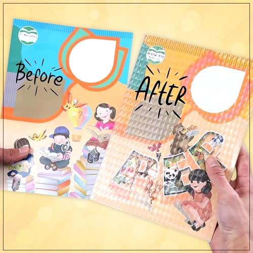 Image of GLUN Transparent Textured Plastic Frozen Book Cover, Pack of 10 Sheets, Protective Thick Self-Adhesive Sticky Transparent Cover for Students School Office
