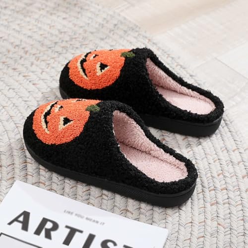 Christmas Green Slippers for Women Men Halloween Spooky Fuzzy Fluffy House Slippers Warm Cozy Indoor Outdoor Shoes2