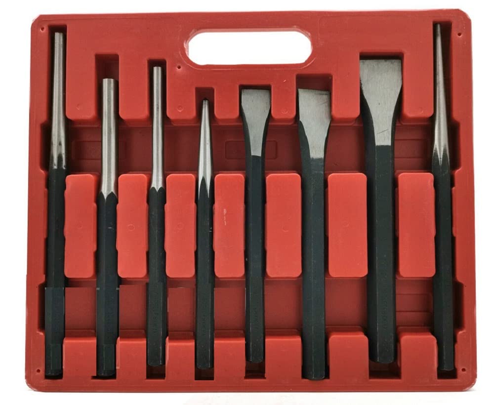 8 Pc Heavy Duty Jumbo Large Mechanic's Punch and Chisel Tool Set