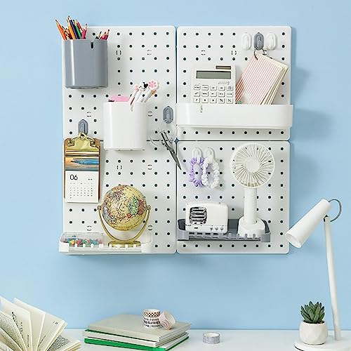 Image of Pegboard Wall Panel DIY Hole Board Storage Board for Craft Room Office Entry White