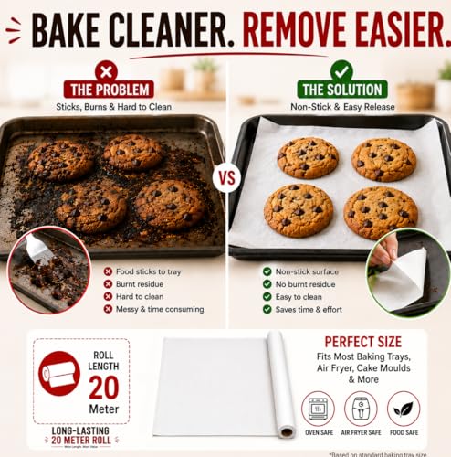 Image of 20m Deliwrap Parchment Paper for Baking, White (Pack of 3)