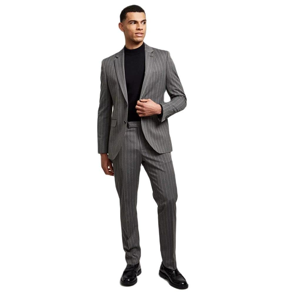 Costume de cérémonie haut de gamme et smokings rayés pour hommes au revers cranté unique