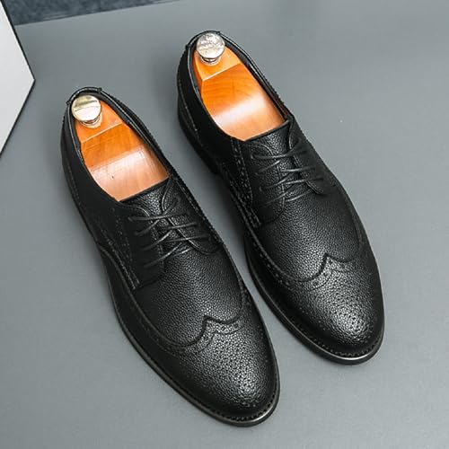 Men's Leather Brogue Oxfords Formal Business Lace Up Wingtips Derbys Shoes Retro Wedding Office Dress Shoes4