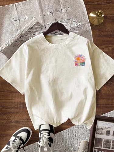 Image of RoseSeek Women's Graphic Letter Tee Crew Neck Trendy Summer Vintage T Shirt