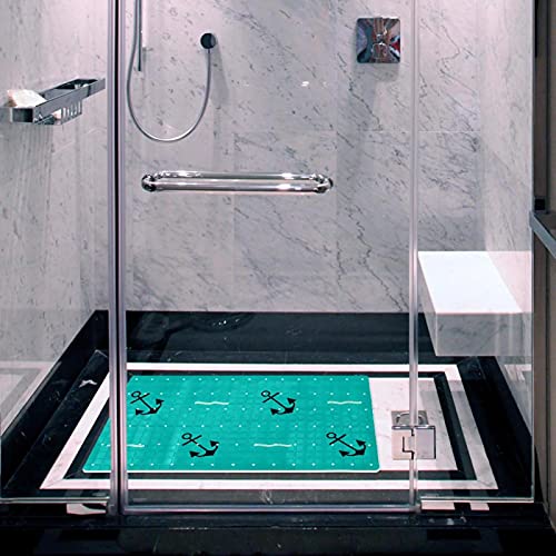 Tapis de bain avec ventouses antidérapant baignoire vert 40 x 70 cm