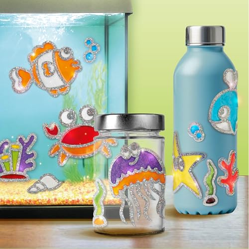 Image of Imagimake DIY Jelly Stickers - Ocean | 3D Gel Stickers Craft Kit for Kids | Window, Bottle & Mug Decoration | Non-Toxic Glass Paints | Age 3+