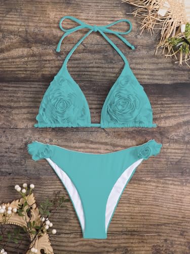 OYOANGLE Women's 2 Piece Bikini Sets Tie Halter String Triangle Bathing Suits Swimsuit3