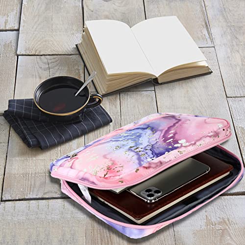 Octsky Bible Covers Bible Case For Women Girls Bible Book Carrying Bags Kids Scripture Case Church Bag Bible Protective With Handle Pockets Zippered Pocket (Pink-Marble) #TOP2