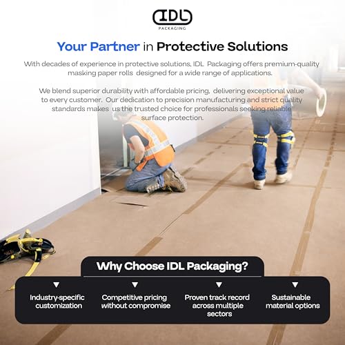 Image of Construction Paper 36 inch x 1200 inch (100 feet, 300 sq.ft.) - Extra Thick Floor Covering for Protection (20 mil, 200 lbs) - Contractor Paper for Remodeling & Surface Protection by IDL Packaging