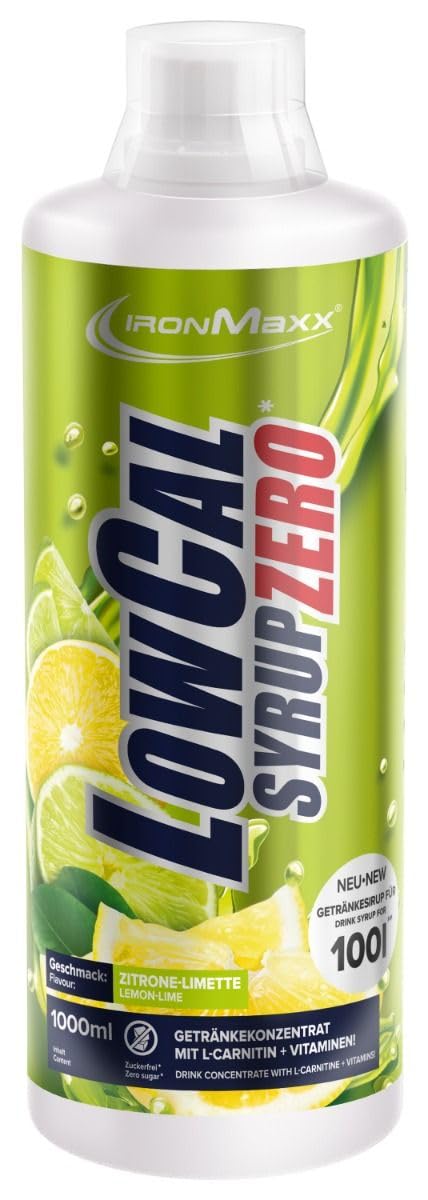 IronMaxx LowCal Syrup Zero - Zitrone-Limette 1000ml | zuckerfreies Getränkesirup 1:100 ergibt 100l Getränkemischung | Getränkekonzentrat mit 22mg L-Carnitin und 19mg Magnesium pro Portion