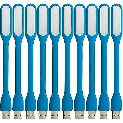 FINENIC USB LED Light Lamp for Power Bank, Portable Eye Care Mini Night Light with Flexible Arm, USB Gooseneck Reading Lamps Book Light,Compatible for Desktop, Notebook Laptop (10-Blue) Cover