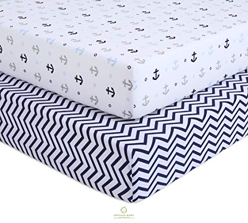 Image of OptimaBaby Crib Sheets, Nautical Sailor Fitted, 2 Count