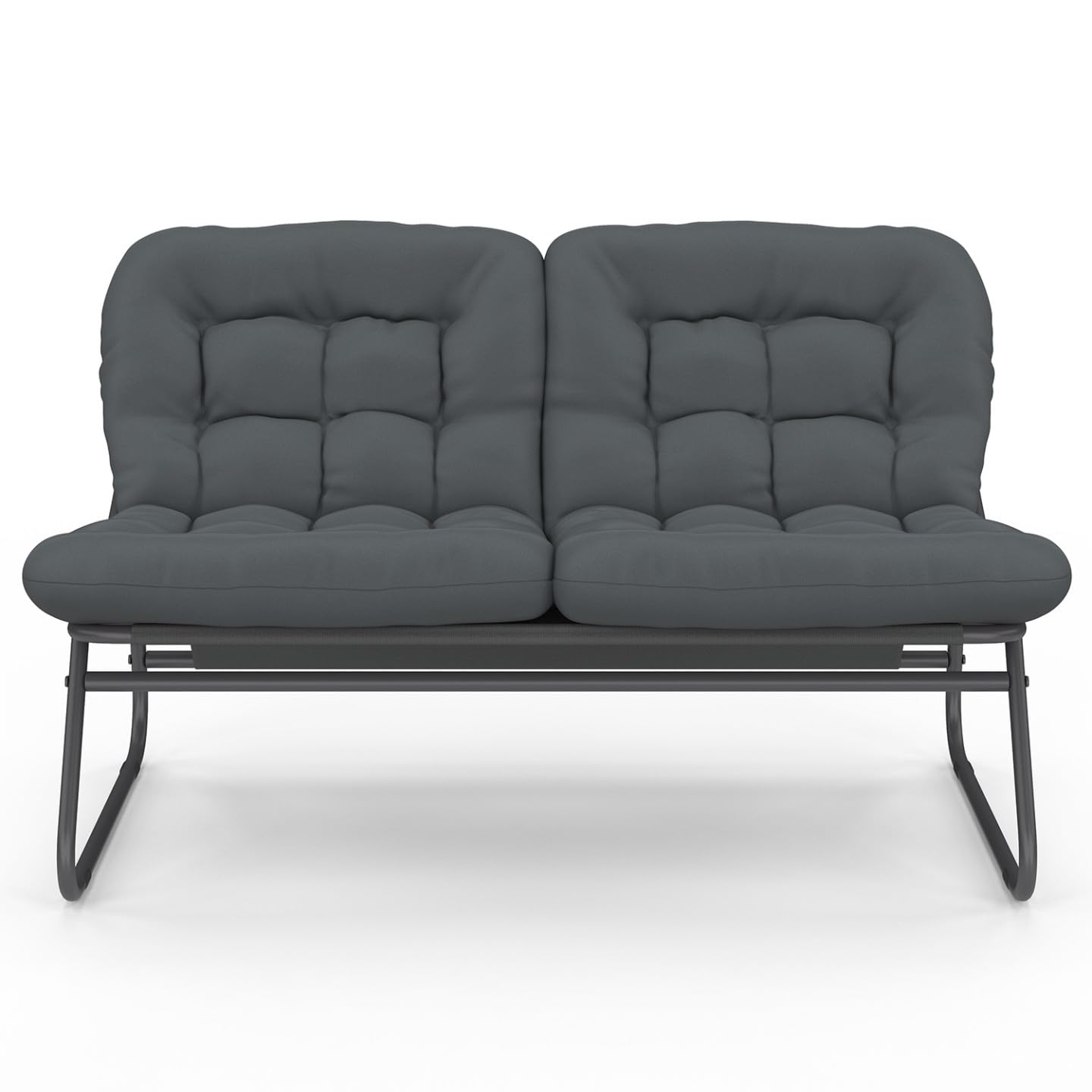 IDMarket - Muebles de jardín Arona bajo 4 plazas en metal gris antracita y cojines grises con sofá, sillón y mesa